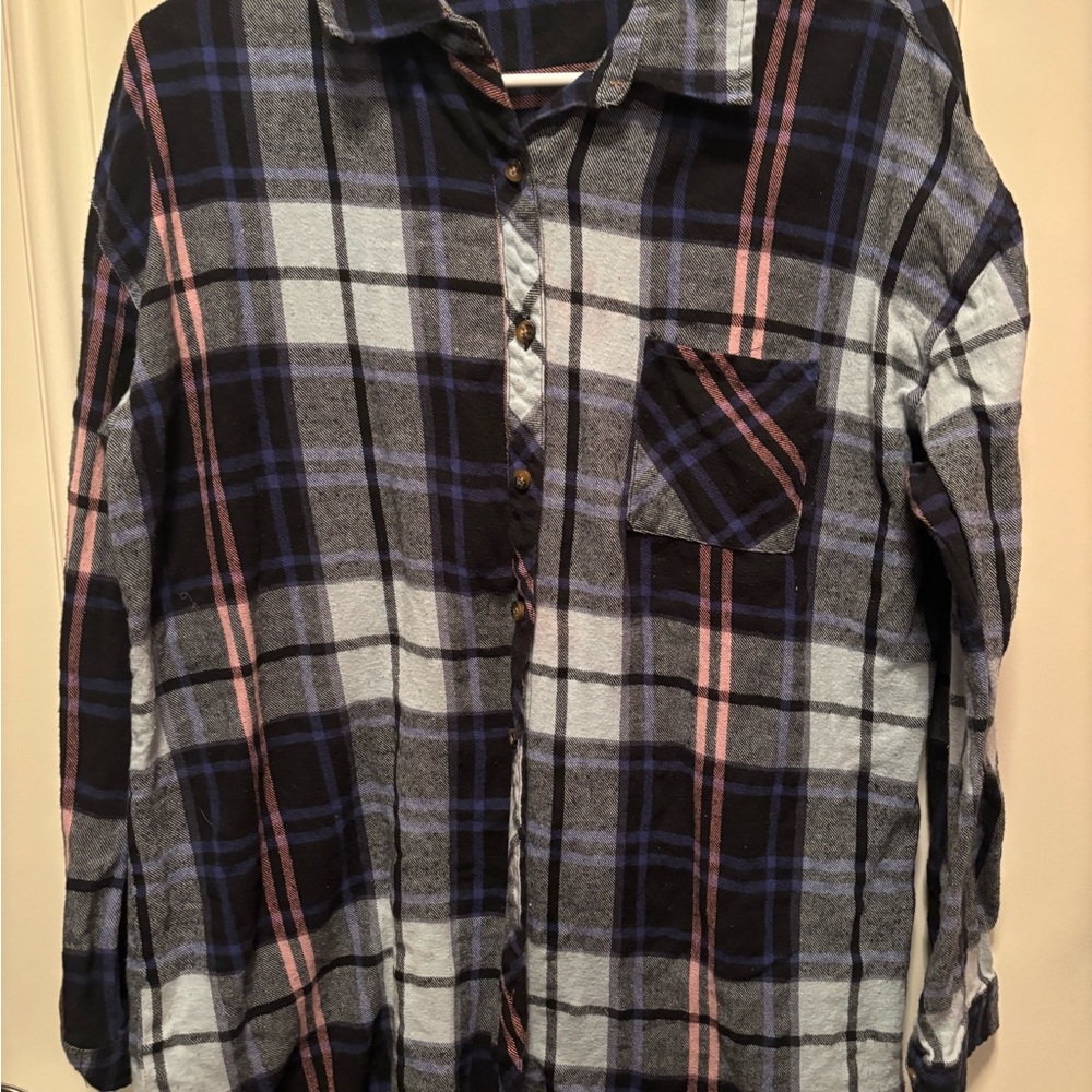 Active USA Blue and Pink flannel Plaid Shirt